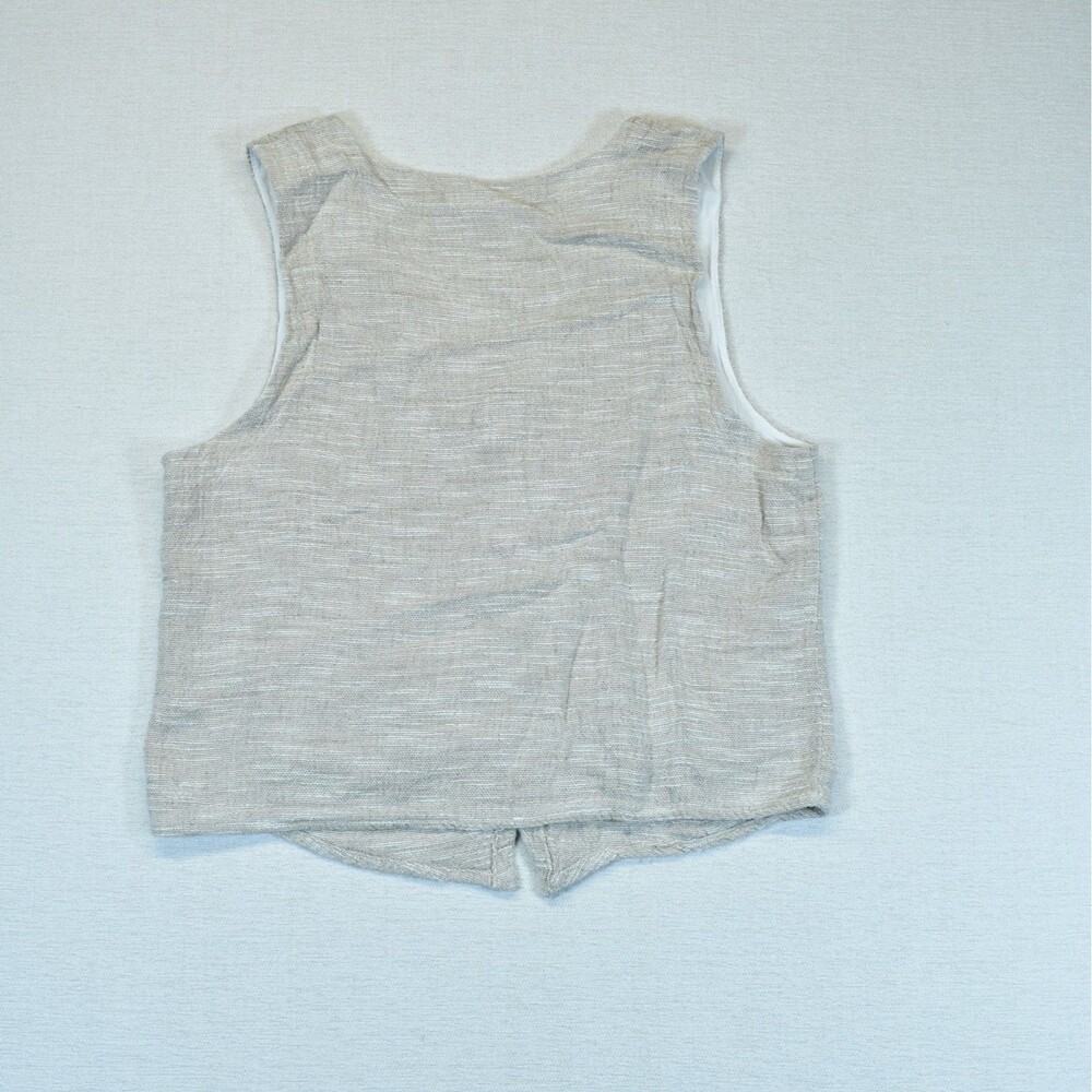 Vintage CP Shades Linen Blend Vest Neutral Beige Button Up Large L Coastal - Picture 2 of 6